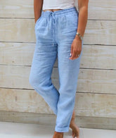 Gvan - High Waist Linen Pants For Women